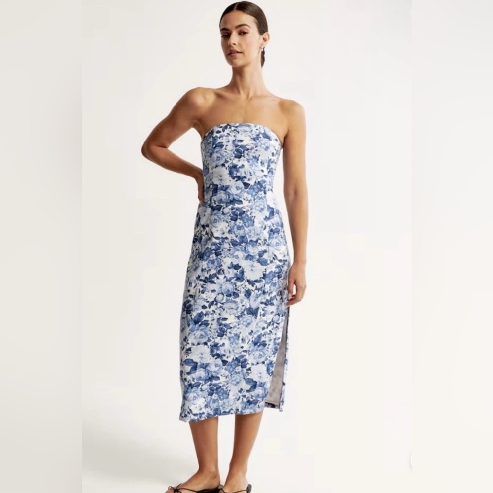 Abercrombie & Fitch Blue Floral Midi Dress